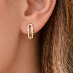Gold Plated 925 Sterling Silver Moissanite Huggie Earrings D Color Sparkle